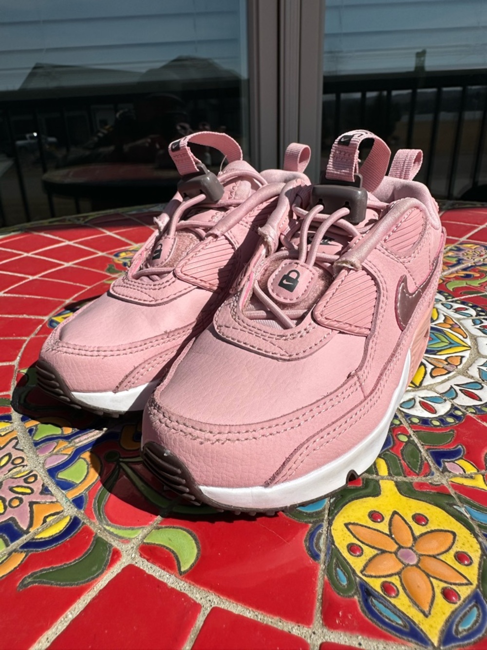 Nike Kids Pink and White Air Max Style Sneakers-Excee Airmax 90 11C - Picture 2 of 6